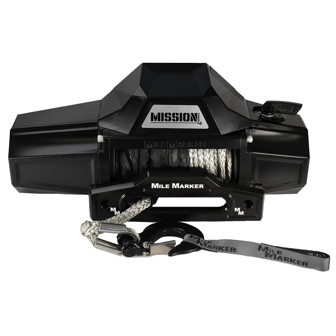 78-53246 – MILEMARKER Winch, Vehicle Mounted 12 Volt Electric 10000 Pound Rated Pull Capacity 92 Foot Synthetic Rope ...